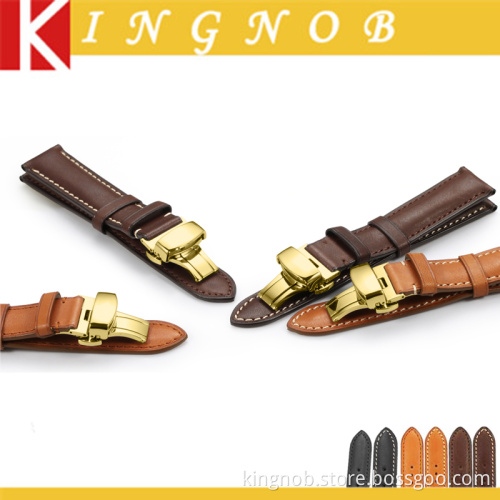 18mm to 22mm Soft Handmade France Calf Leather Strap Watch Band